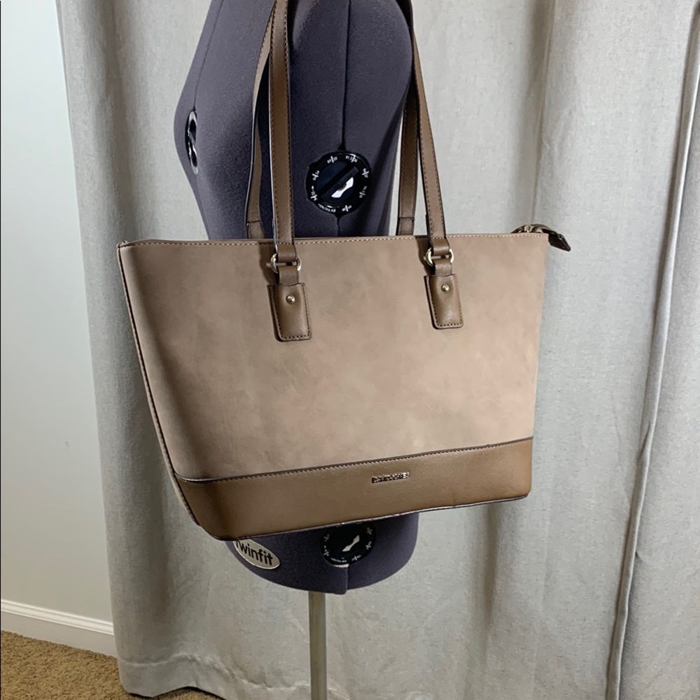David Jones Brown Structured Tote Bag with Spacious Design
